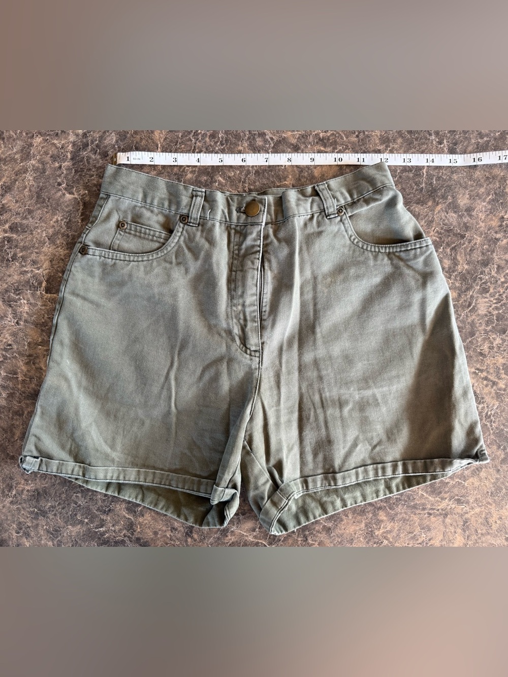 Petite Sophisticate High-Rise Olive Green shorts